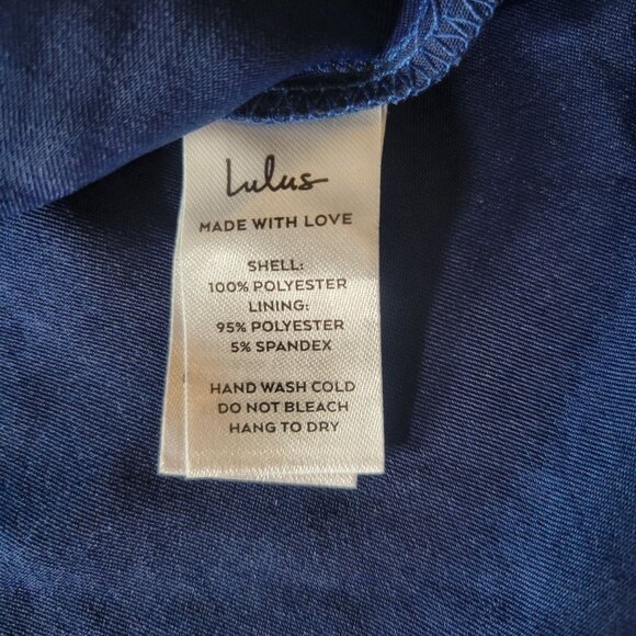 Lulus Navy Blue Satin Sleeveless Maxi Dress With Cowl Neckline Size S - Picture 4 of 8